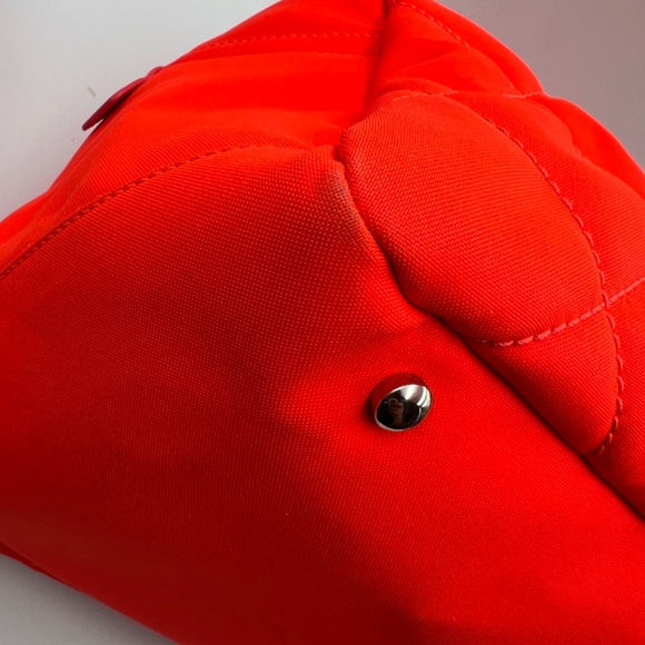 PRE-LOVE CHANEL PARIS BIARRITZ NEON ORANGE NYLON BOWLER BAG - Picture 8 of 16